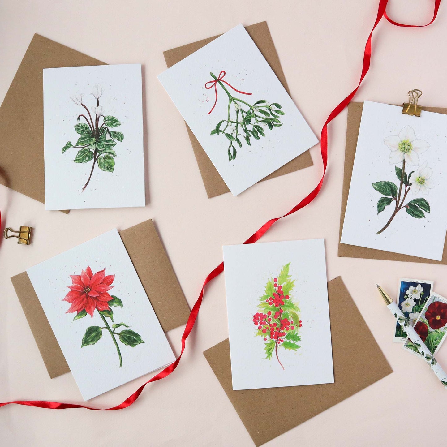 Cyclamen Greetings Card - Floral Christmas Card