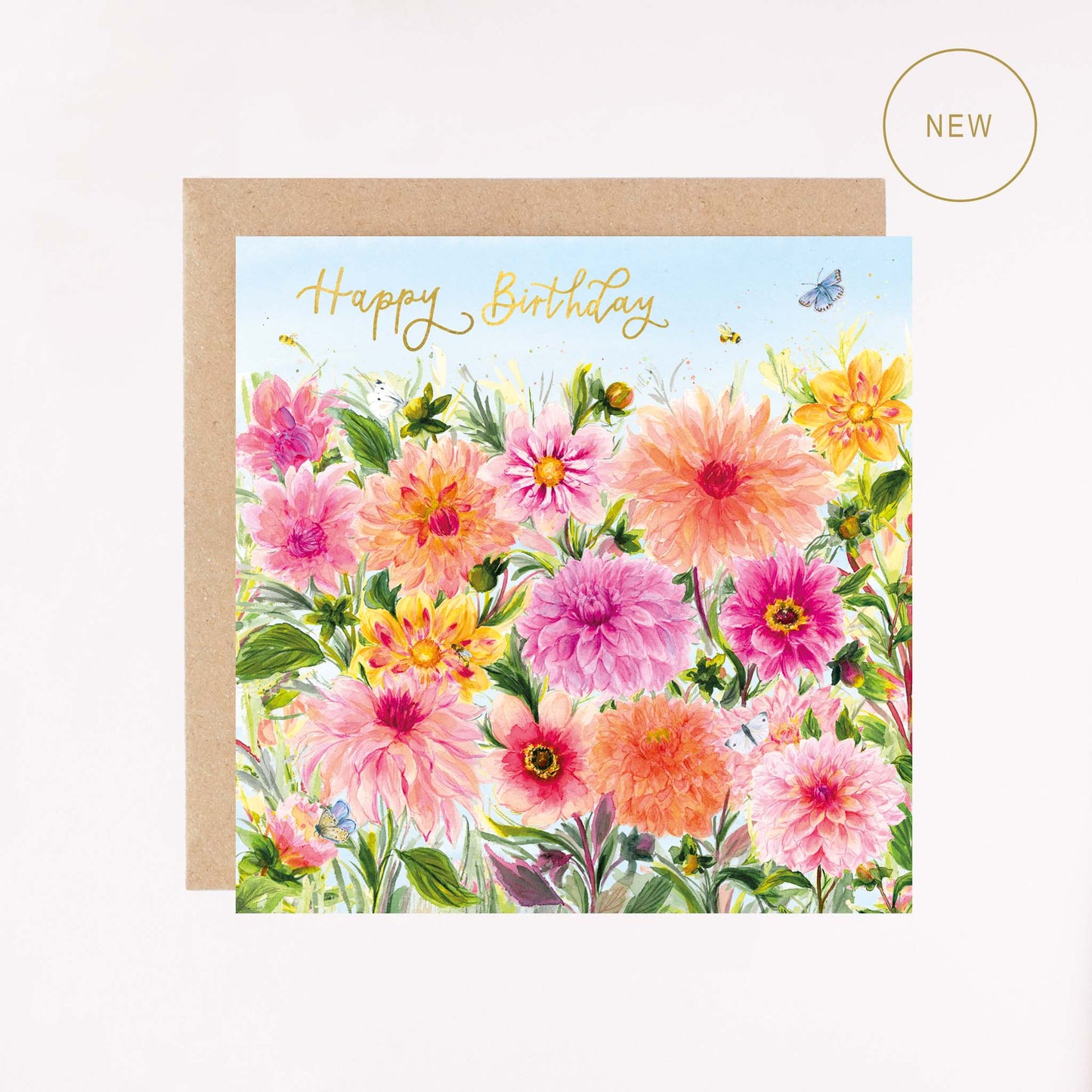 Dahlia Fields Foil Greetings Card