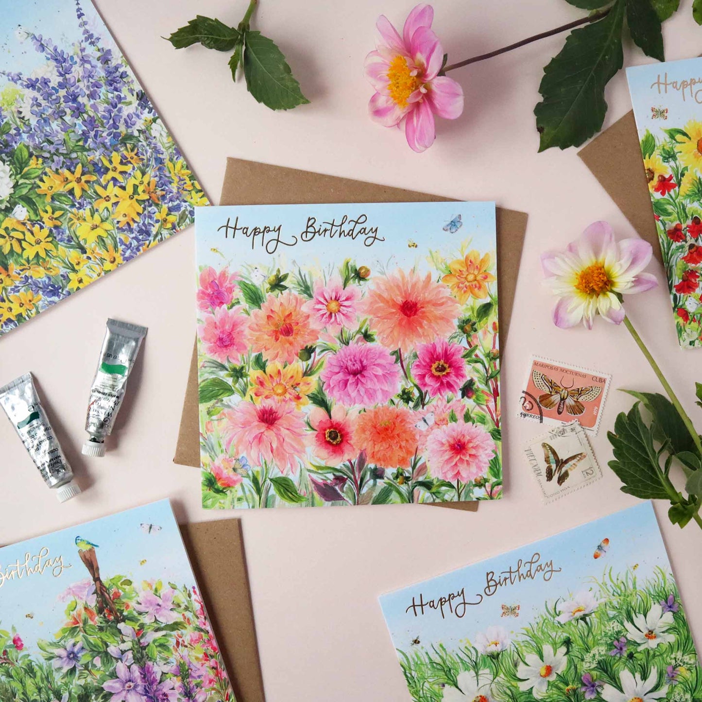 Dahlia Fields Foil Card