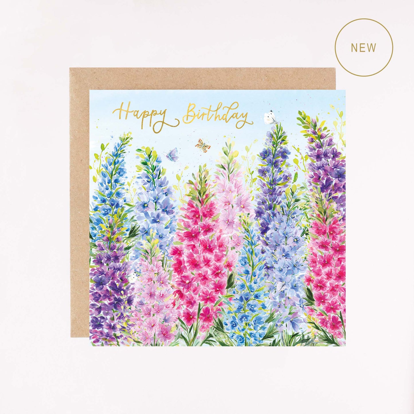 Delphinium Fields Foil Greetings Card