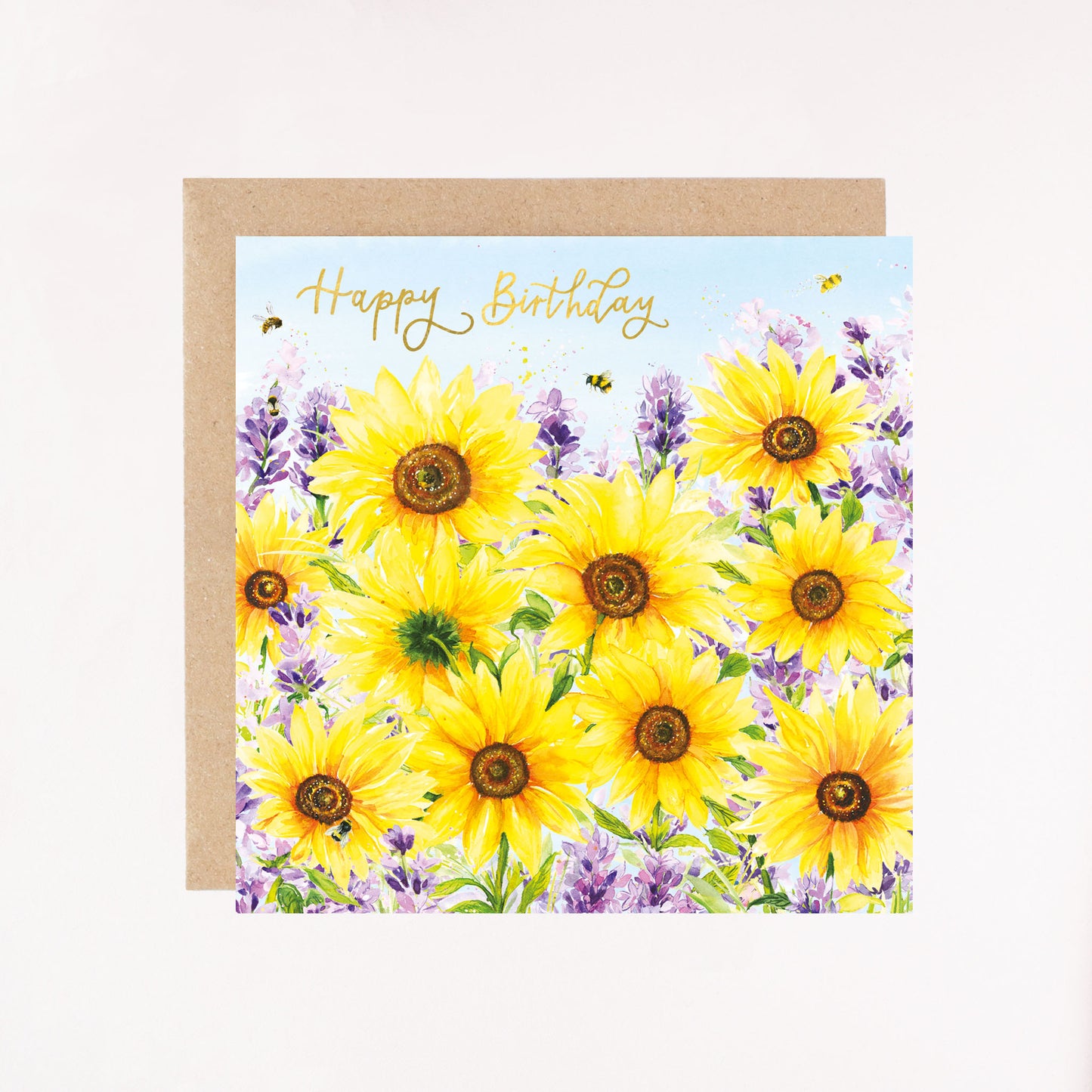 Sunflower Fields Foil Greetings Card