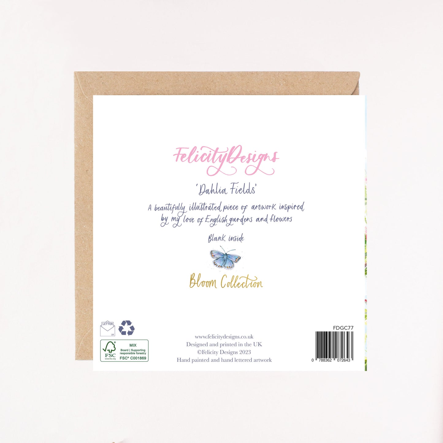 Dahlia Fields Foil Greetings Card