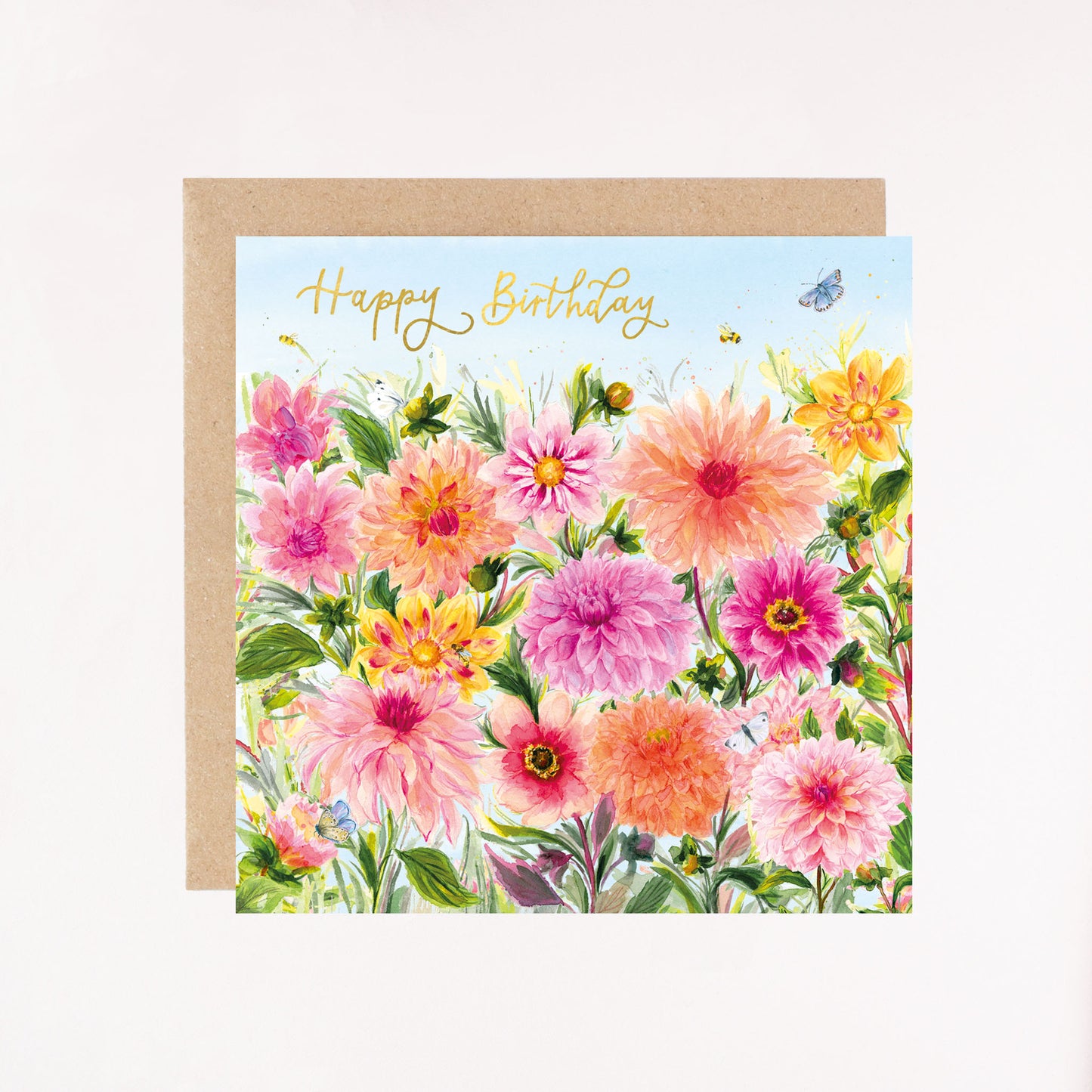 Dahlia Fields Foil Greetings Card