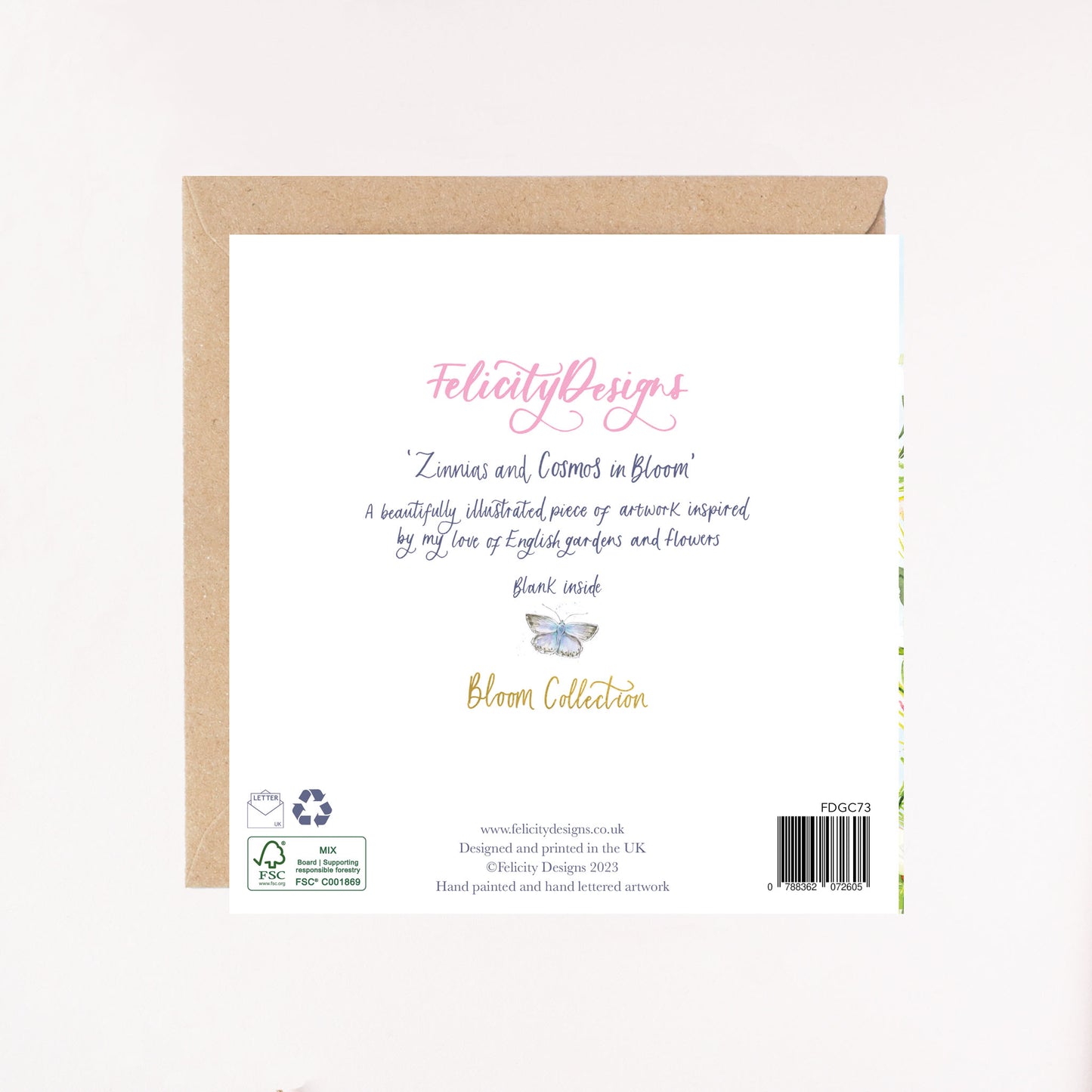 Zinnias & Cosmos in Bloom Foil Greetings Card