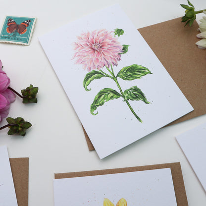 Dahlia Cafe Au Lait Greetings Card - Floral Botanical Greeting Card