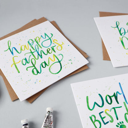 Happy Father's Day, Watercolour Quote Card