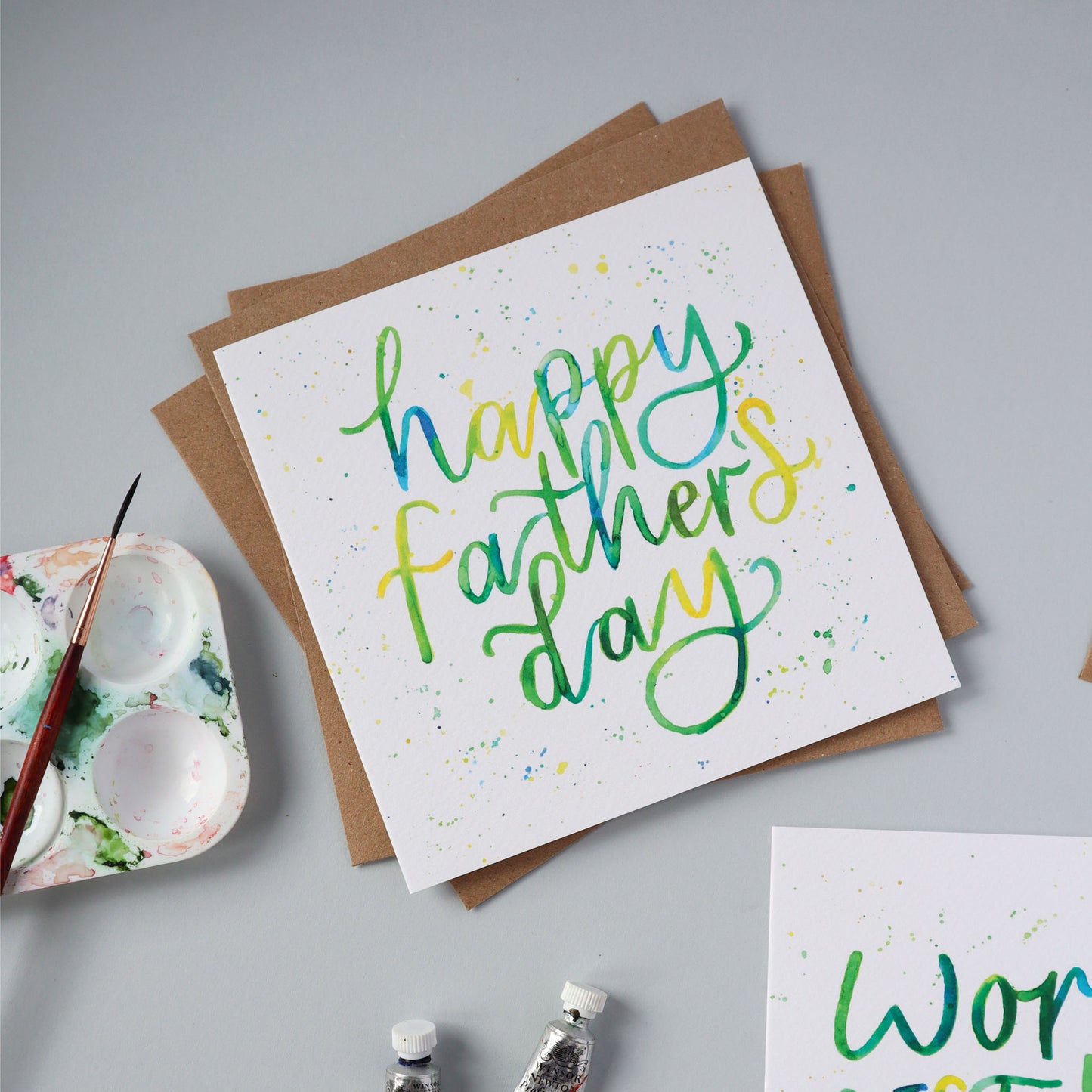 Happy Father's Day, Watercolour Quote Card