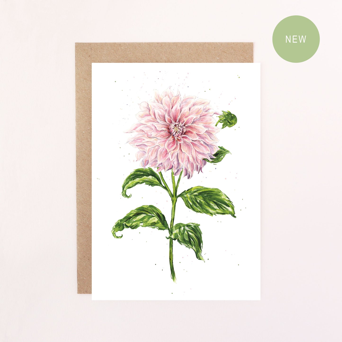 Dahlia Cafe Au Lait Greetings Card - Floral Botanical Greeting Card