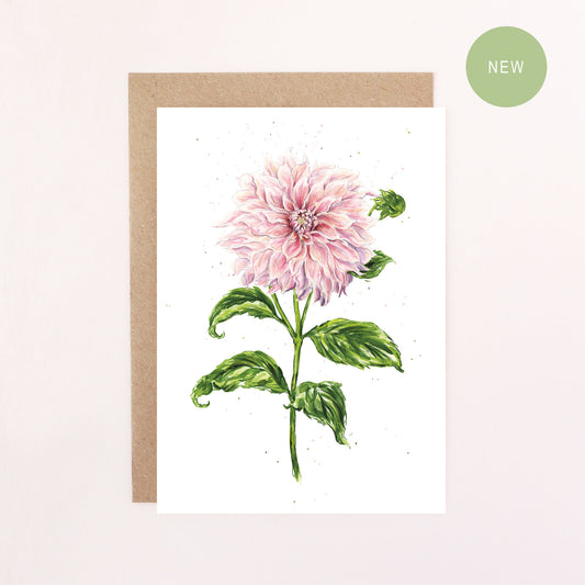 Dahlia Cafe Au Lait Greetings Card - Floral Botanical Greeting Card