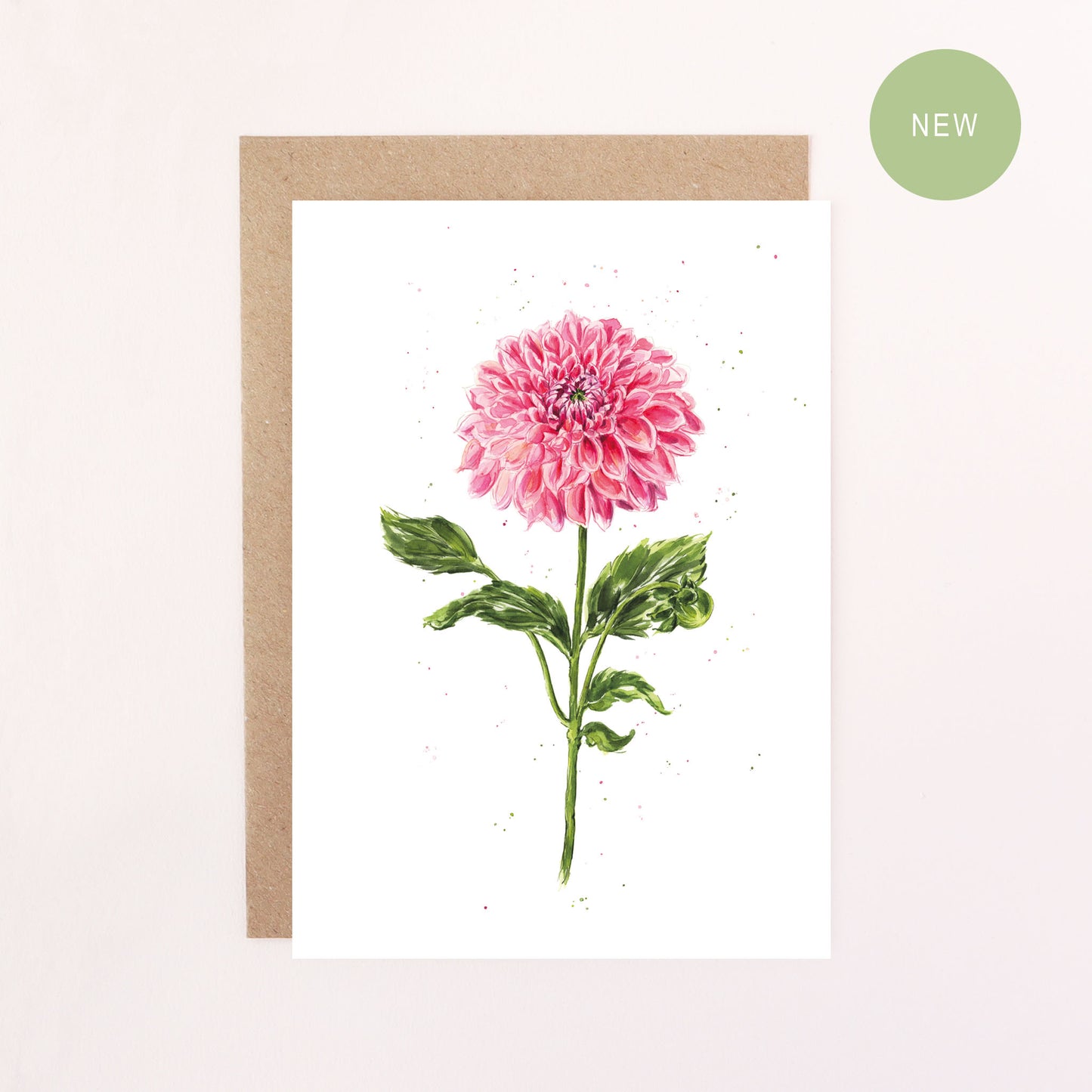 Dahlia Linda's Baby Greetings Card - Floral Botanical Greeting Card