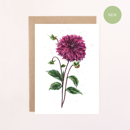Dahlia Thomas Edison Greetings Card - Floral Botanical Greeting Card