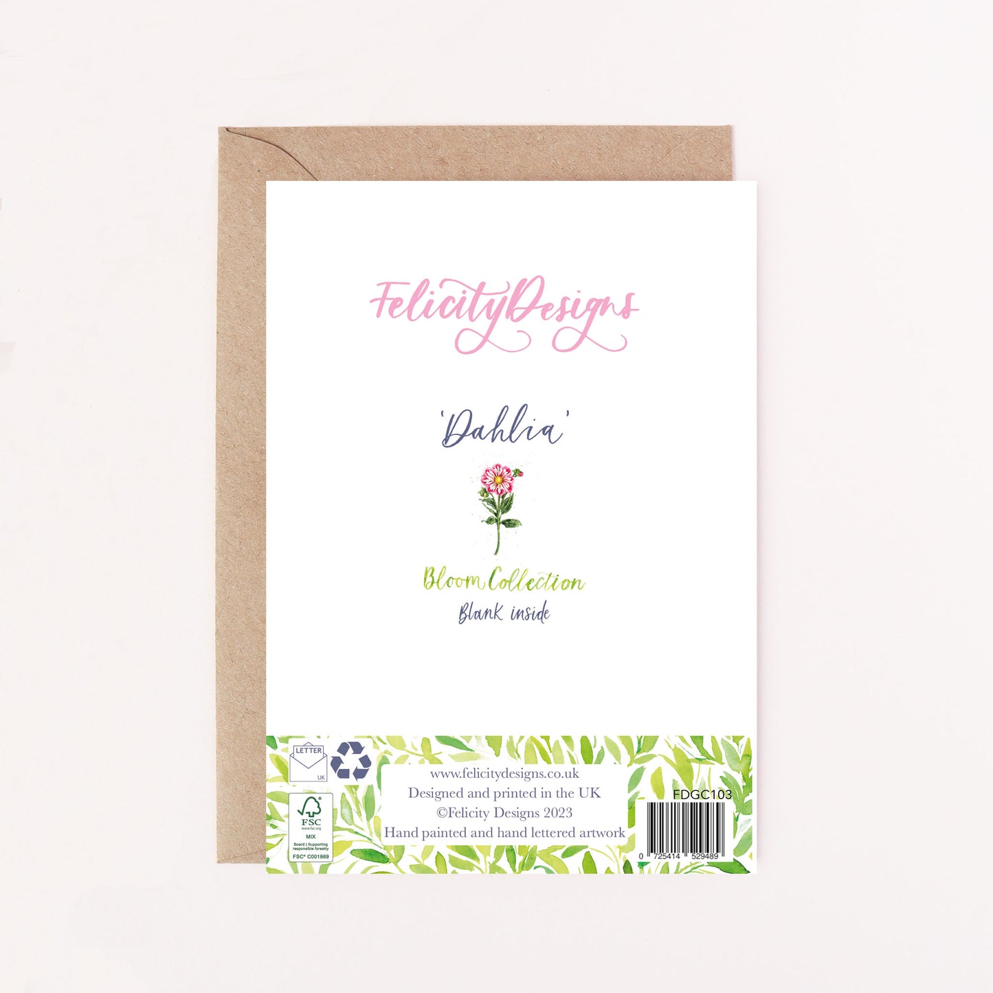Dahlia Bumble Rumble Greetings Card - Floral Botanical Greeting Card