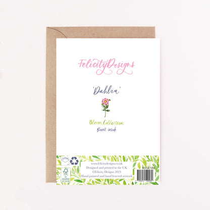 Dahlia Bumble Rumble Greetings Card - Floral Botanical Greeting Card