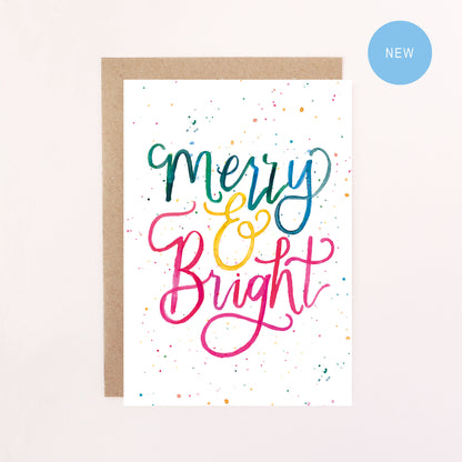 Merry & Bright Christmas Quote Greetings Card