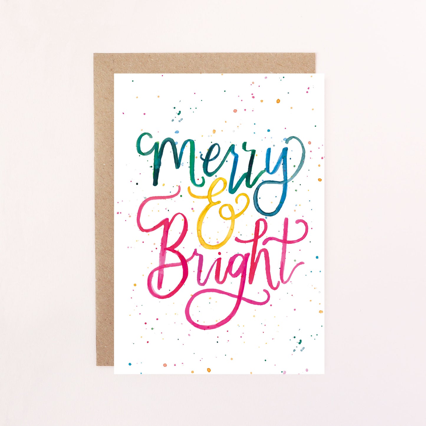 Merry & Bright Christmas Quote Greetings Card