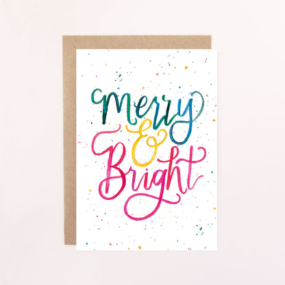 Merry & Bright Christmas Quote Greetings Card