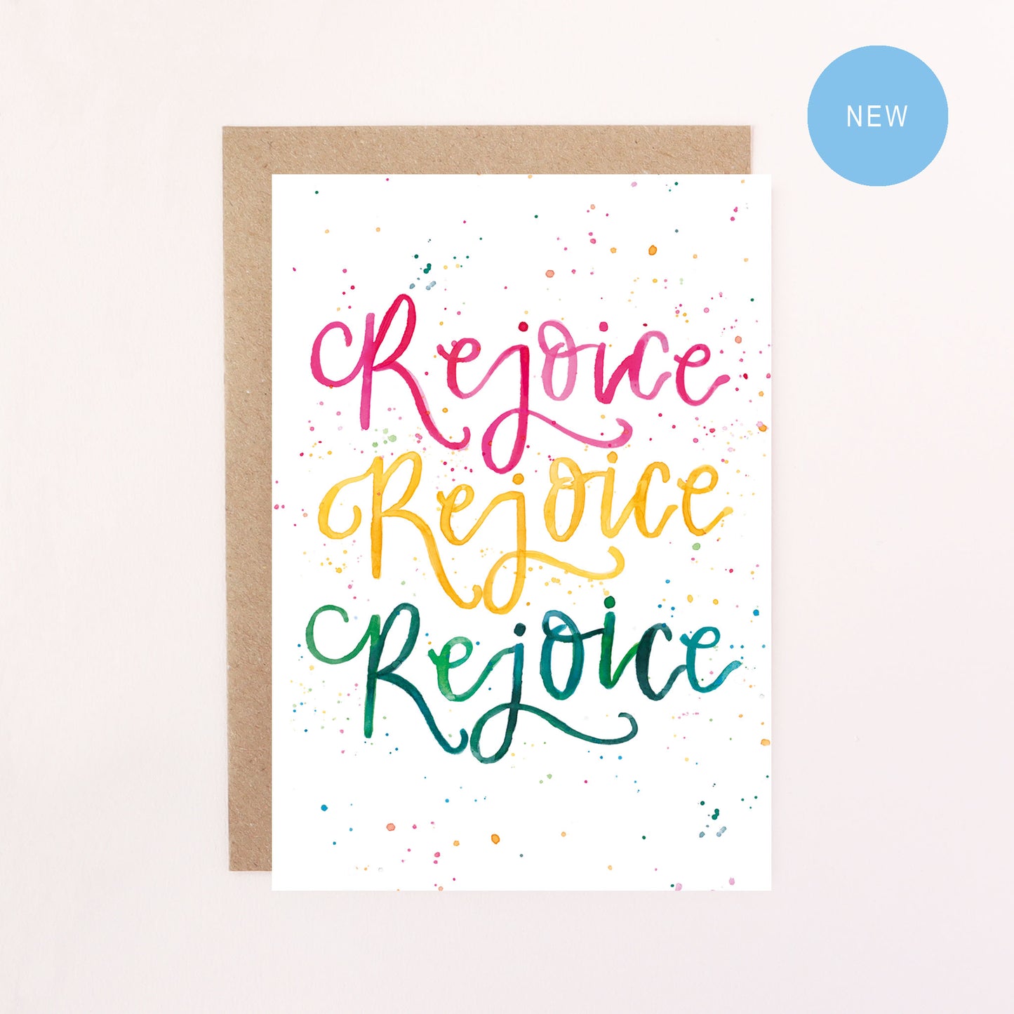 Rejoice Rejoice Rejoice Christmas Quote Greetings Card