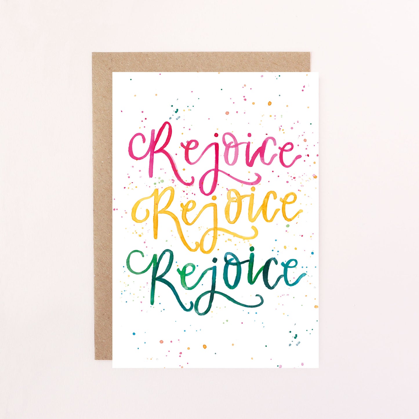 Rejoice Rejoice Rejoice Christmas Quote Greetings Card