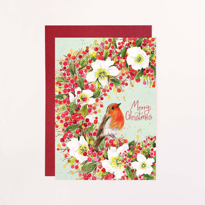 Merry Christmas Robin Card (Mint)