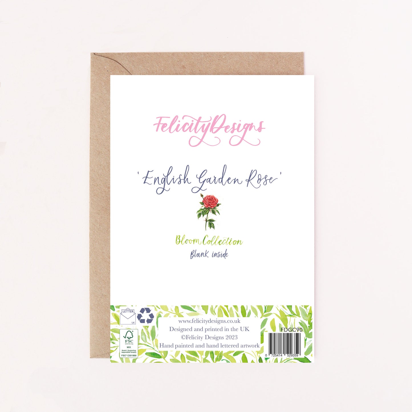English Garden Red Rose Greetings Card - Floral Greeting Card