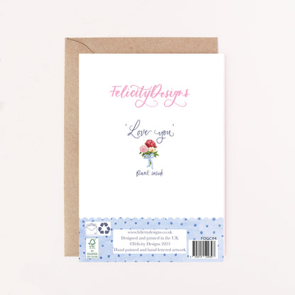 Love You - English Garden Roses & Bows Greeting Card