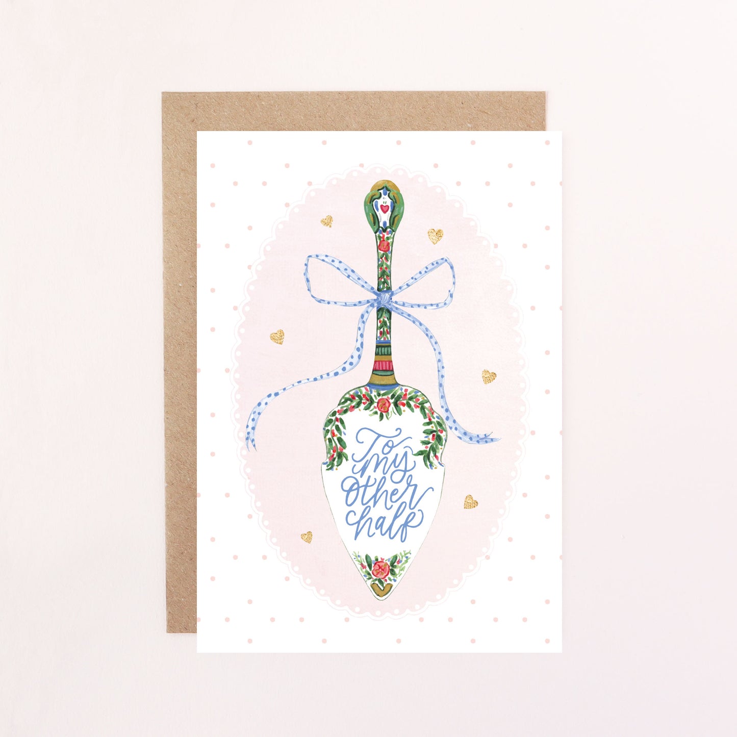 To My Other Half Greeting Card - Cake Slice & Bow Design