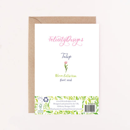 Light Pink Tulip Greetings Card - Floral Greeting Card