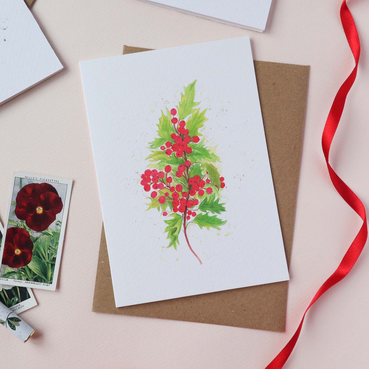 Holly Greetings Card