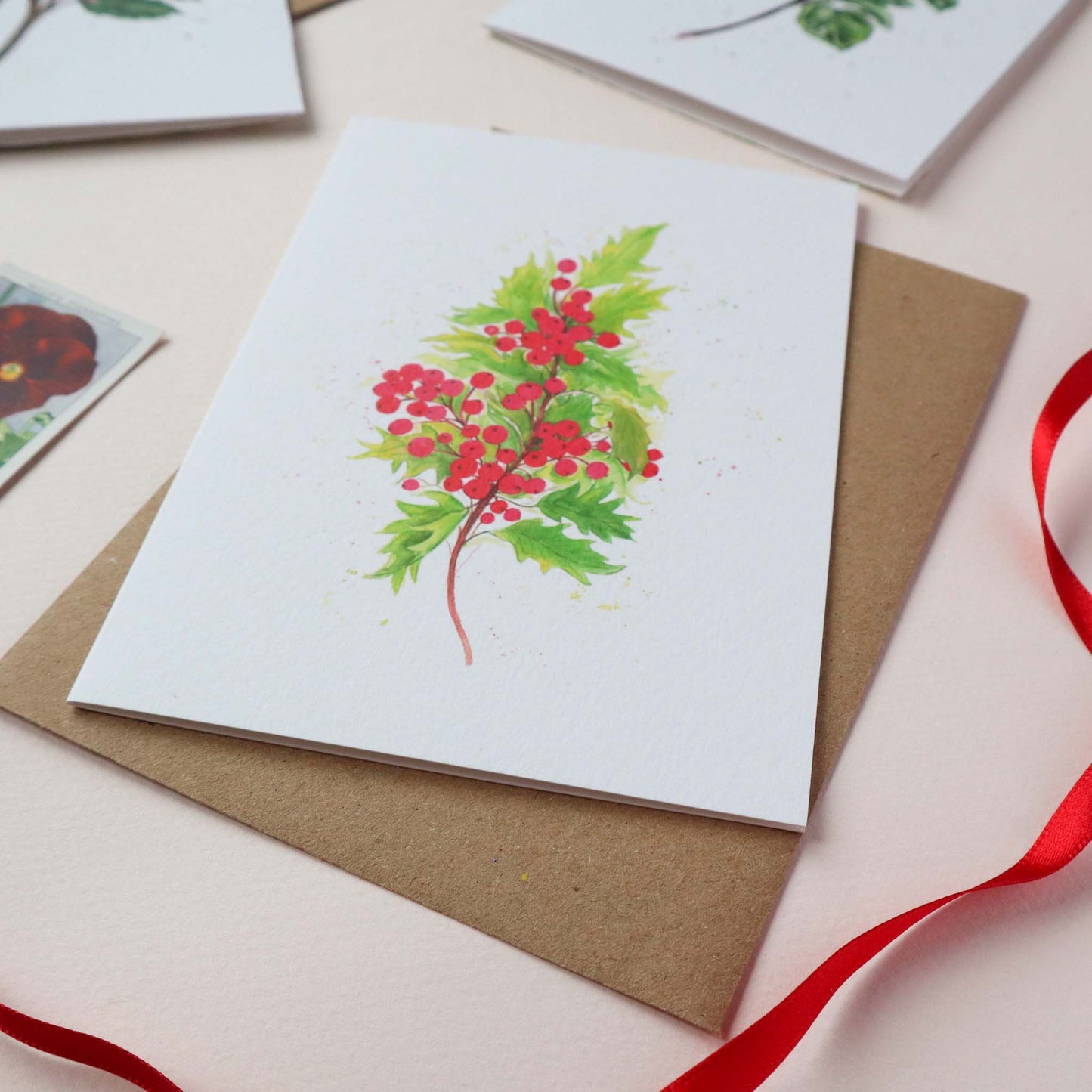Holly Greetings Card