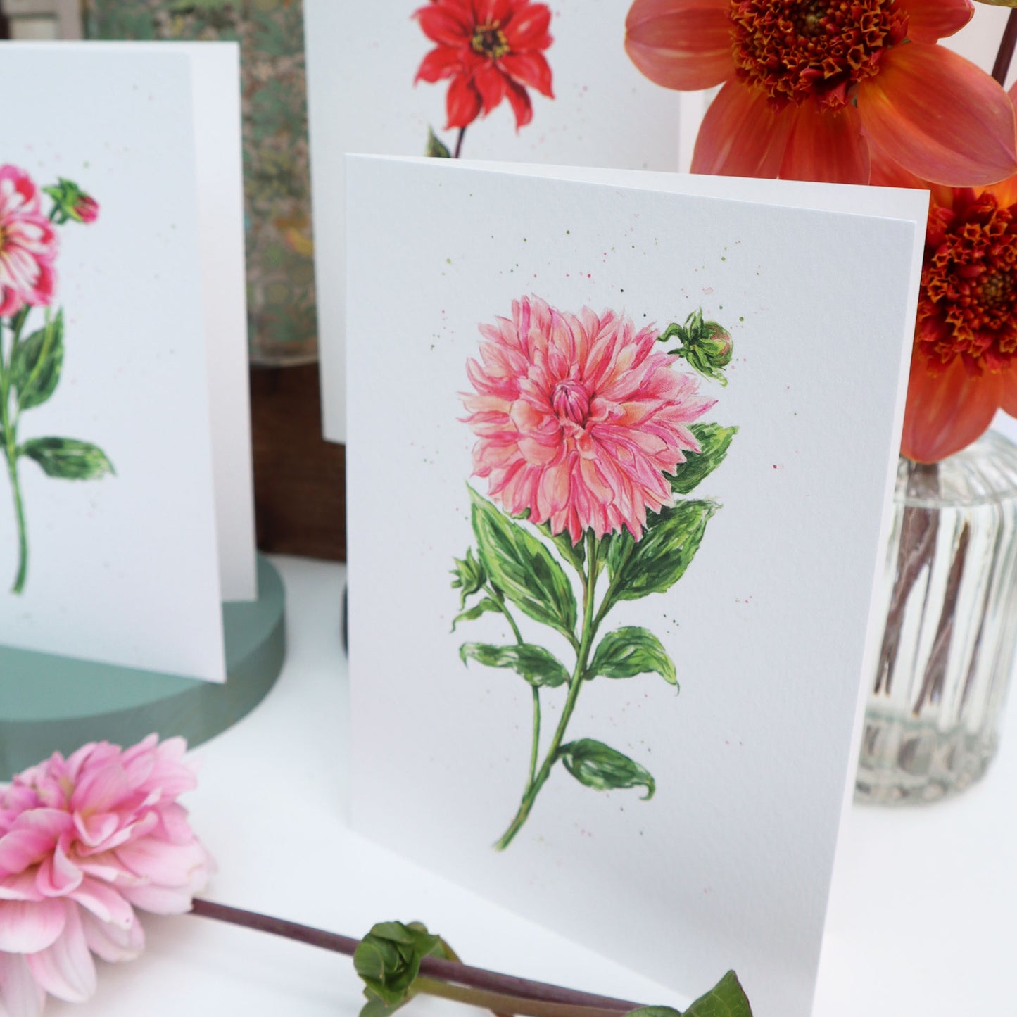 Dahlia Labyrinth Greetings Card - Floral Botanical Greeting Card