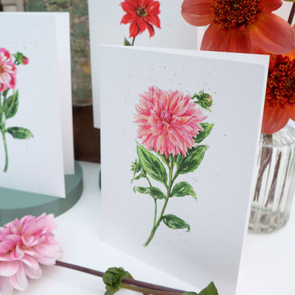 Dahlia Labyrinth Greetings Card - Floral Botanical Greeting Card