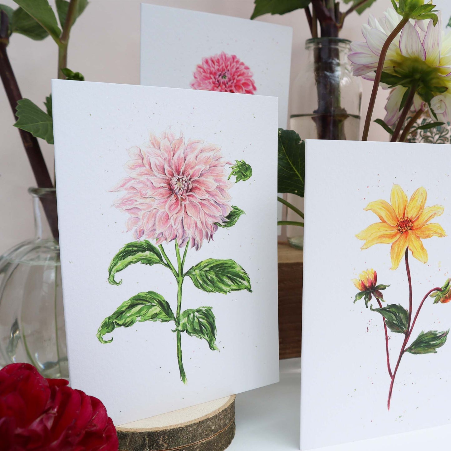 Dahlia Cafe Au Lait Greetings Card - Floral Botanical Greeting Card