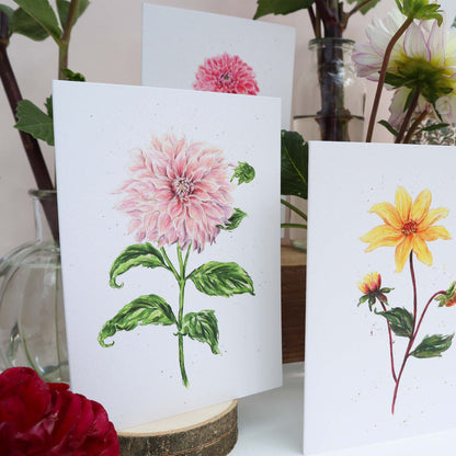 Dahlia Cafe Au Lait Greetings Card - Floral Botanical Greeting Card