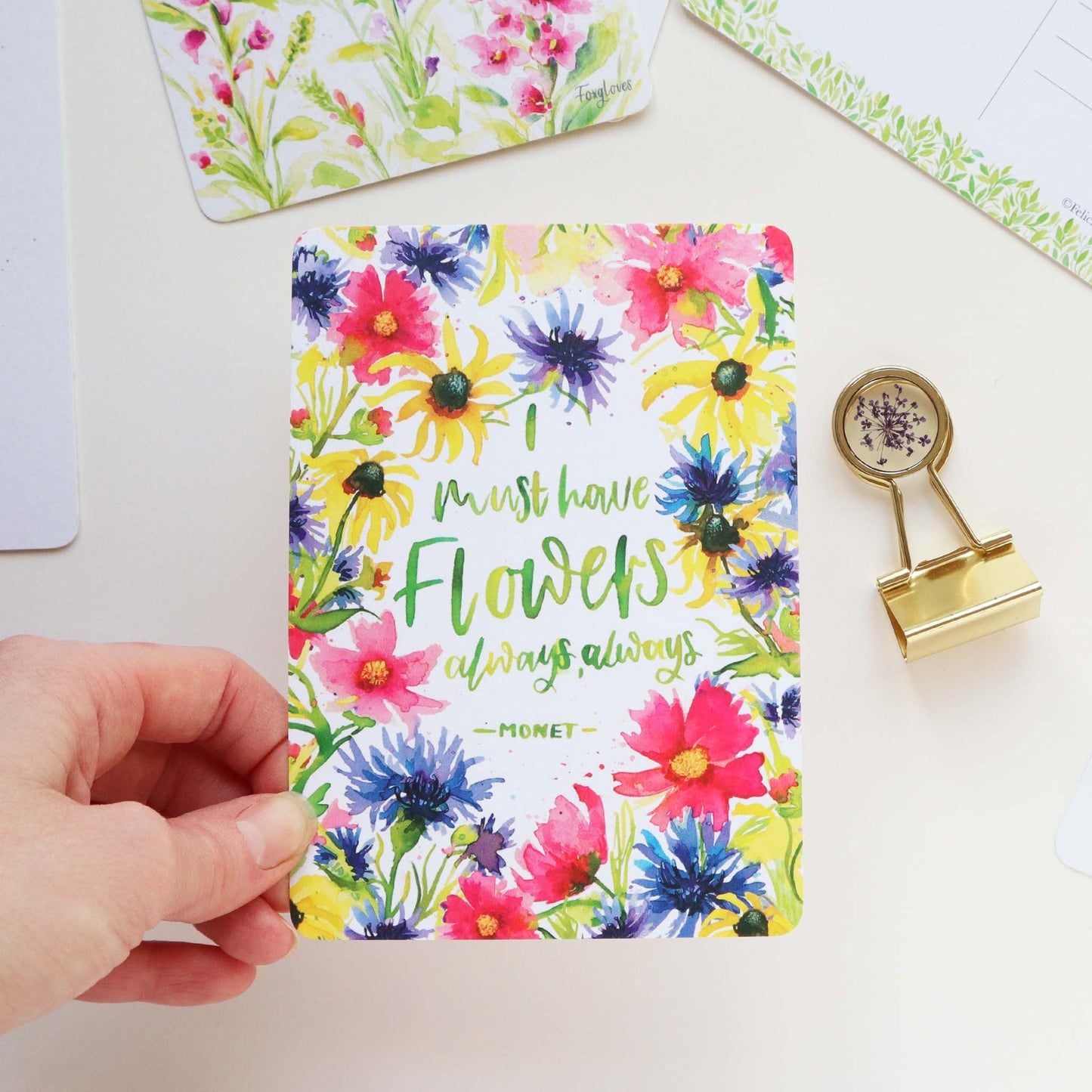Monet Floral Quote Postcard