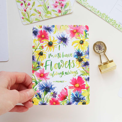 Monet Floral Quote Postcard