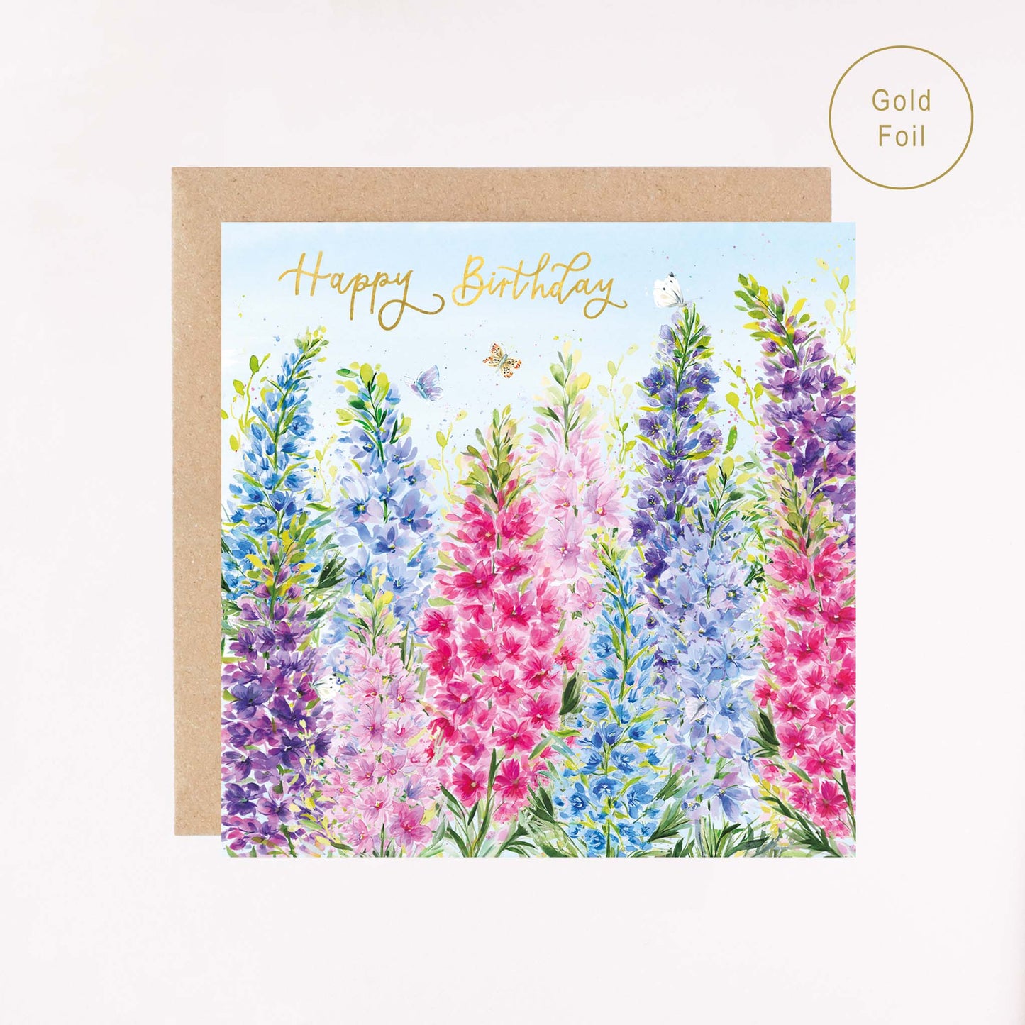 Delphinium Fields Gold Foil Card