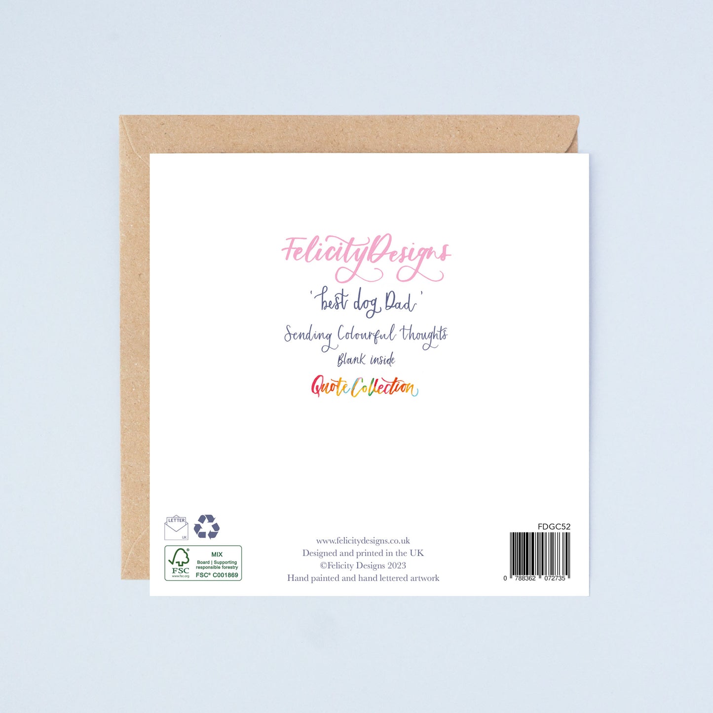World's Best Dog Dad Watercolour Quote Card