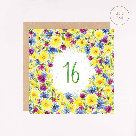 Age 16 Gold Foil Greetings Card