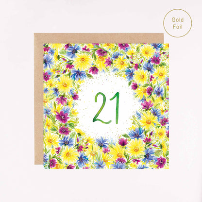 Age 21 Foil Gold Foil Greetings Card