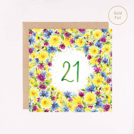 Age 21 Foil Gold Foil Greetings Card