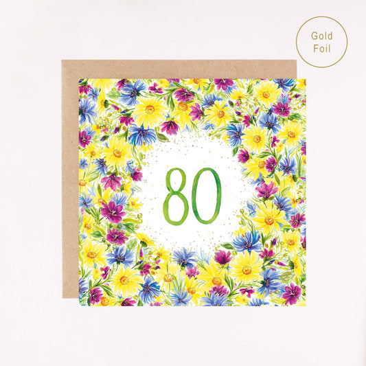 Age 80 Gold Foil Greetings Card