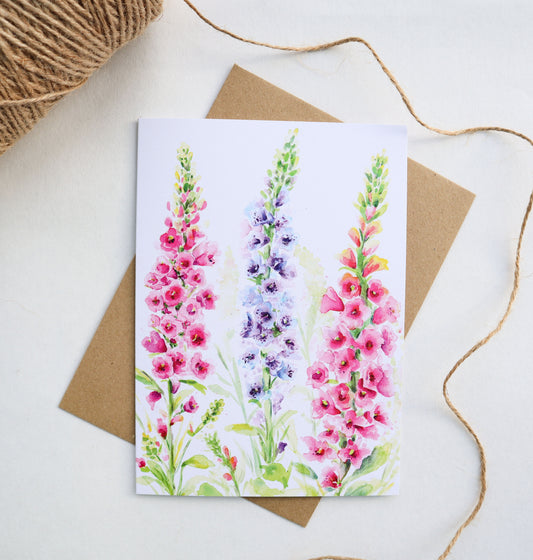 Foxgloves In Bloom Greetings Card