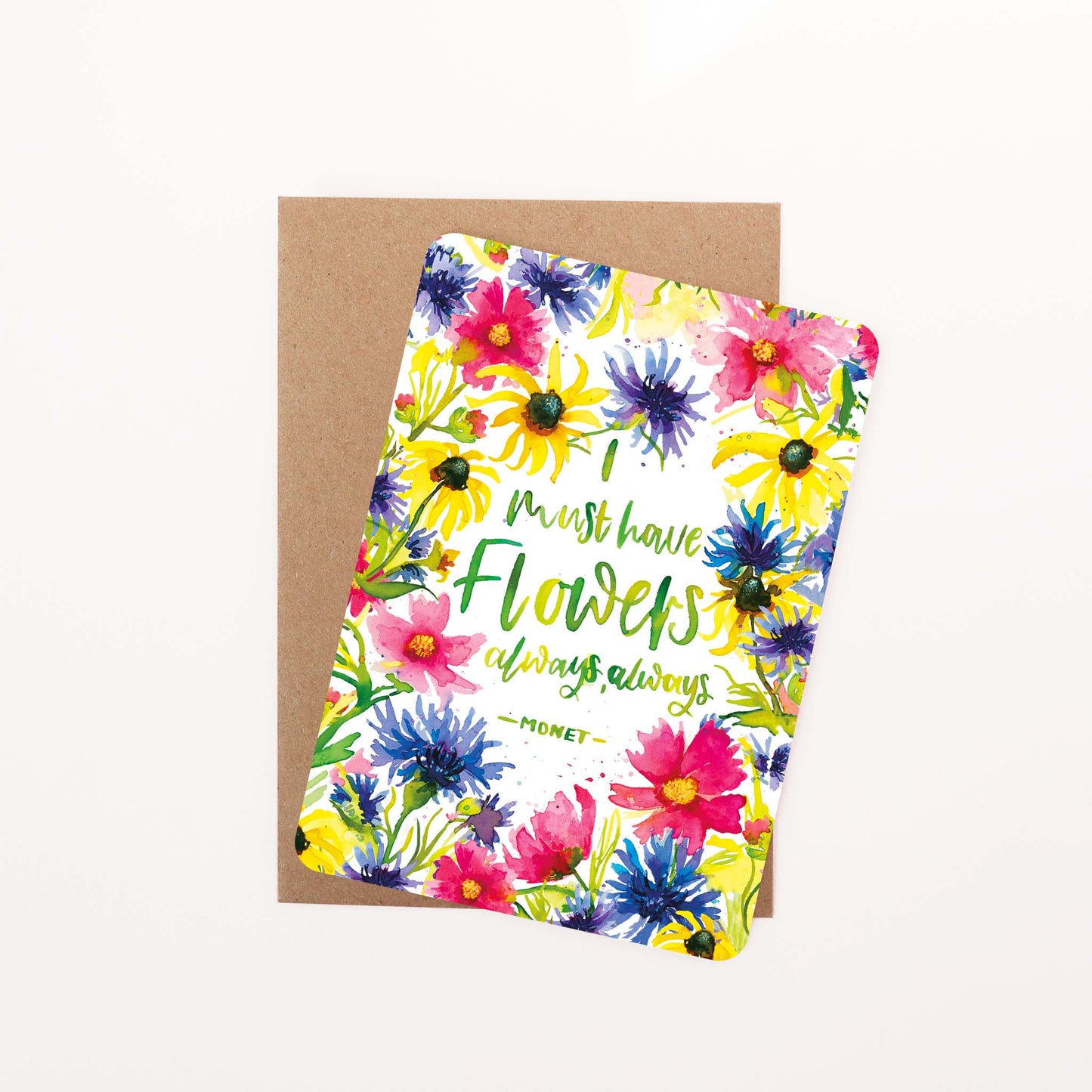 Monet Floral Quote Postcard