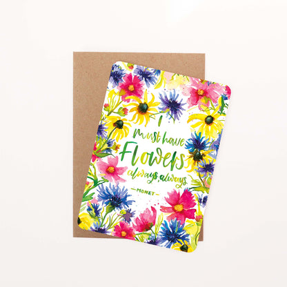 Monet Floral Quote Postcard