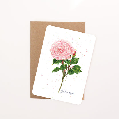 English Garden Pink Rose Postcard