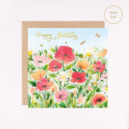 Poppy Fields Gold Foil Card