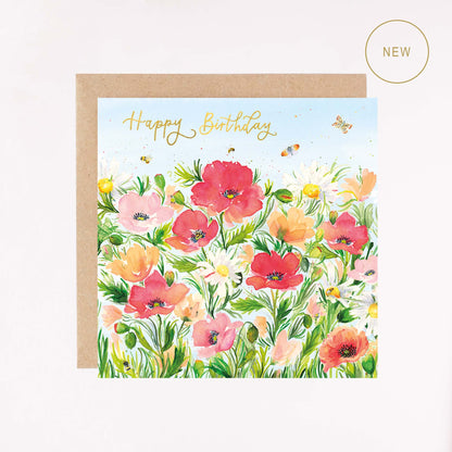 Poppy Fields Foil Greetings Card