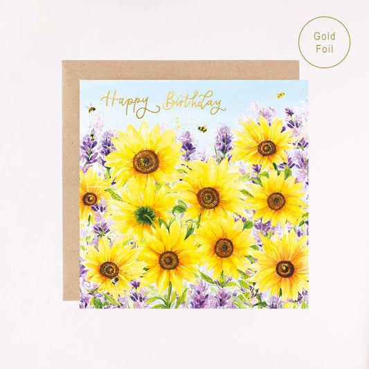 Sunflower Fields Gold Foil Card