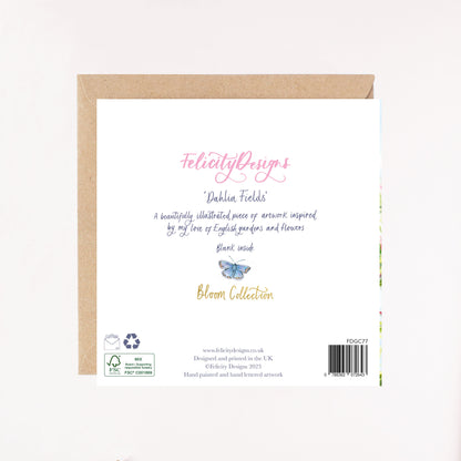 Dahlia Fields Foil Greetings Card