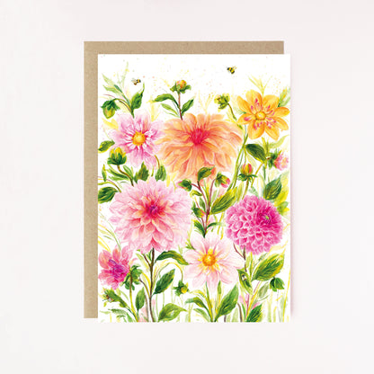 Dahlias in Bloom Greetings Card